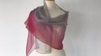 Transparante zijde sjaal in grijs en roze, Maat 38/40 (M), Nieuw, Made in France, Ophalen of Verzenden