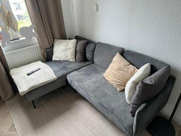 3-zits hoekbank Fabienne velvet grijs links