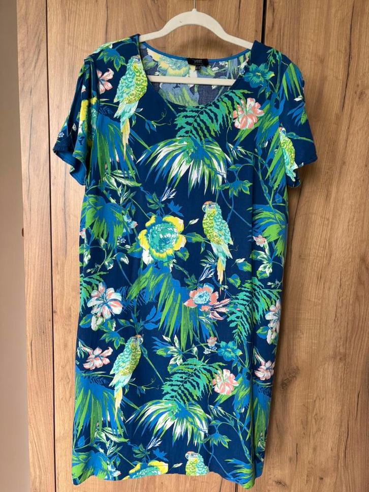 Jurkje/tuniek YEST mt 42 blauw, groen, viscose, Kleding | Dames, Jurken, Gedragen, Maat 42/44 (L), Blauw, Boven de knie, Ophalen of Verzenden