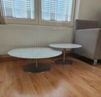 Set marmeren salontafels – zwaar natuursteen – RVS voet, 50 tot 100 cm, Rond, Zo goed als nieuw, Minder dan 50 cm