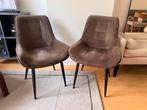 2 taupe fluwelen stoelen, Huis en Inrichting, Stoelen, Ophalen, Twee, Zo goed als nieuw, Stof