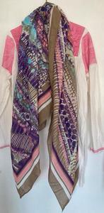 Grote bedrukte SJAAL ‘Marmer’ PRINT organic cotton beachwear, Ophalen of Verzenden, Zo goed als nieuw, Maat 46/48 (XL) of groter