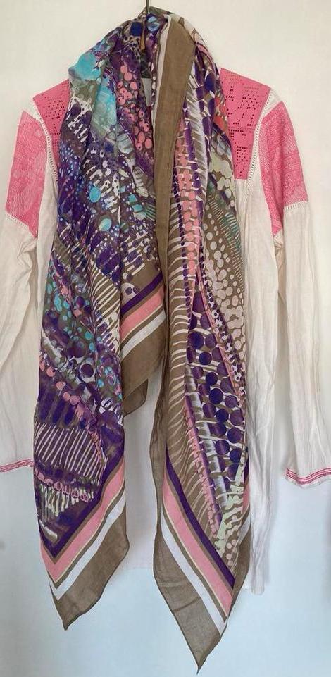 Grote bedrukte SJAAL ‘Marmer’ PRINT organic cotton beachwear, Kleding | Dames, Mutsen, Sjaals en Handschoenen, Zo goed als nieuw