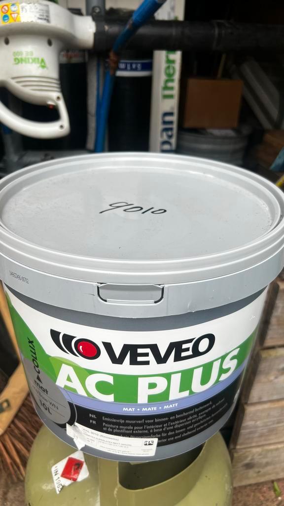 2 Emmers Veveo AC Plus Muurverf - Kleur 9010, Doe-het-zelf en Verbouw, Verf, Beits en Lak, Nieuw, Verf, 10 tot 15 liter, Overige kleuren