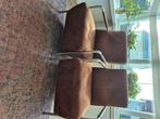2 Fauteuils (bruin leer) TEAB, Huis en Inrichting, Fauteuils, Ophalen, Gebruikt, 75 tot 100 cm, Leer