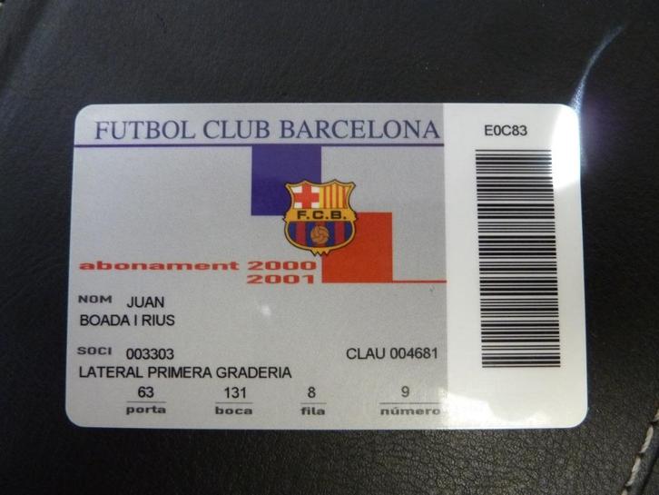 Seizoenkaart Abonament Barcelona 00-01 Lateral, Verzamelen, Sportartikelen en Voetbal, Gebruikt, Overige typen, Buitenlandse clubs