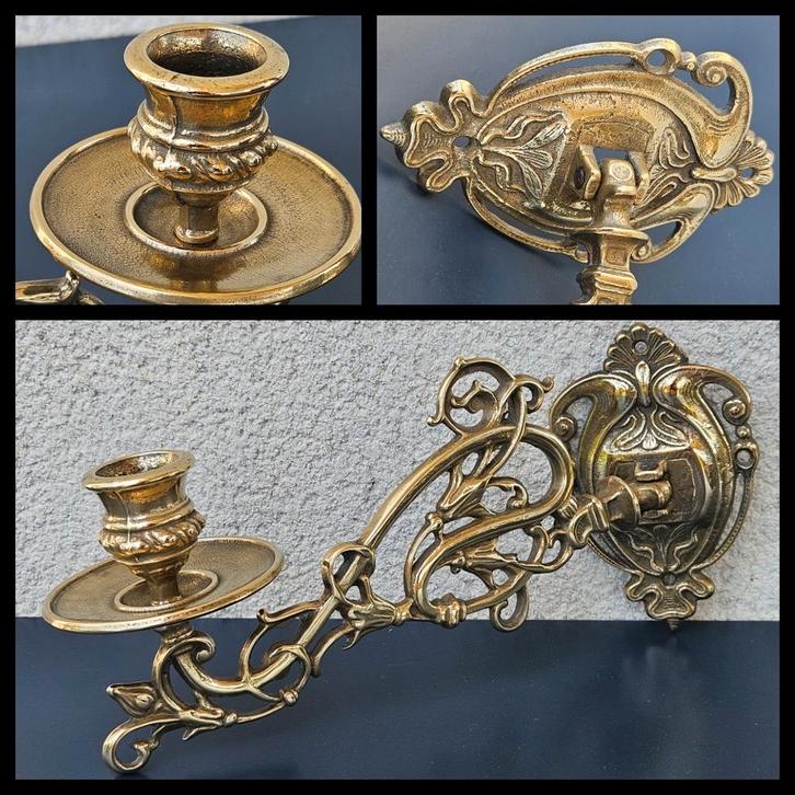 Antiek koper, messing pianokandelaar, Antiek en Kunst, Antiek | Kandelaars, Koper of Brons, Ophalen of Verzenden