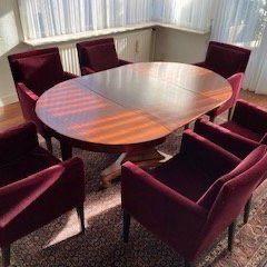 Grote antieke uitschuifbare ronde - ovale tafel - eettafel, Huis en Inrichting, Tafels | Eettafels, Gebruikt, 100 tot 150 cm, 150 tot 200 cm