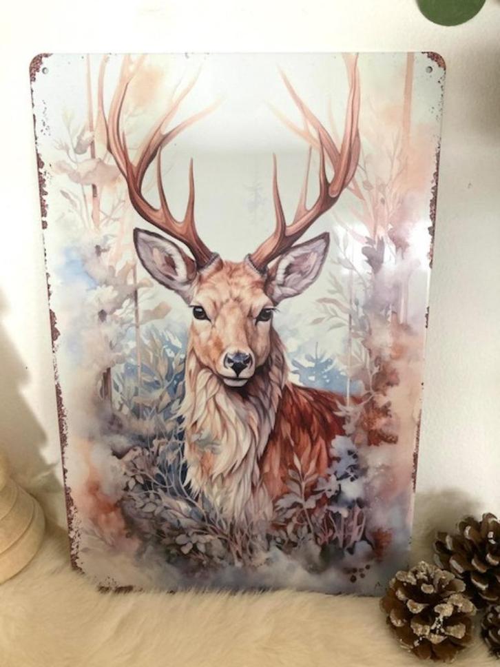 METALEN WAND BORD HERT RENDIER - KERST winter SINT tip!, Huis en Inrichting, Woonaccessoires | Wanddecoraties, Nieuw, Ophalen of Verzenden