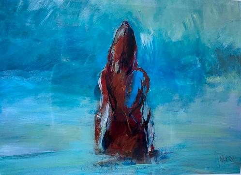 Fotodruk van schilderij ‘Rode Vrouw’ – Pita Snoeck (2002), Antiek en Kunst, Kunst | Schilderijen | Abstract, Ophalen