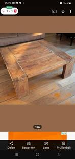 Massief houten salontafel, Ophalen, Gebruikt, 50 tot 100 cm, Vierkant
