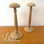 Brocante, houten hoedenstandaards, twee stuks, Ophalen of Verzenden