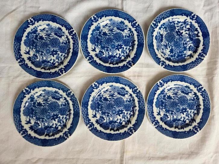China: 6 kleine delftsblauwe ontbijtbordjes, 17,5 cm., Antiek en Kunst, Antiek | Servies los, Ophalen of Verzenden