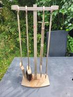Leuk 5 delig openhaard set, bezem, tang, schep en poke, Huis en Inrichting, Haarden, Ophalen of Verzenden, Zo goed als nieuw, .