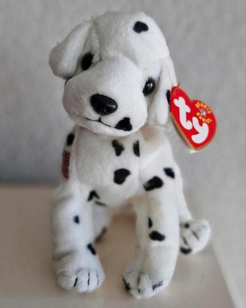 TY Beanie Babies Herdenkingshond Dalmatier Resque, Kinderen en Baby's, Speelgoed | Knuffels en Pluche, Zo goed als nieuw, Overige typen
