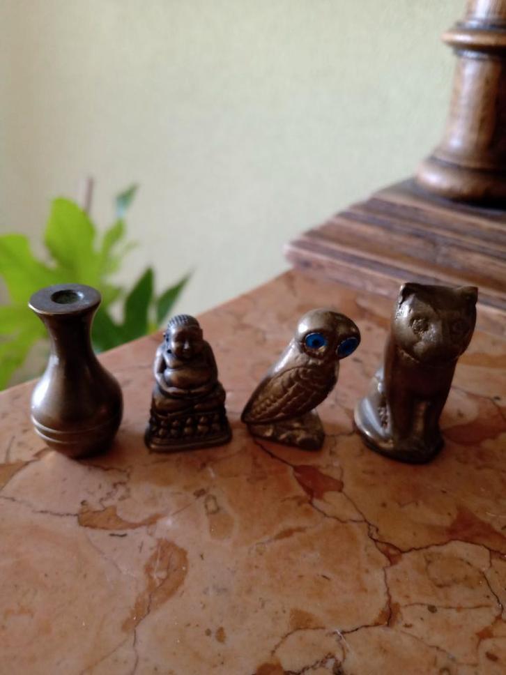 Oude Koperen Miniatuur Figuurtjes Jaren 70 voor letterbak, Verzamelen, Beelden en Beeldjes, Ophalen of Verzenden