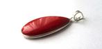 925 Zilveren ketting hanger met rode koraal edelsteen, Sieraden, Tassen en Uiterlijk, Kettinghangers, Met edelsteen, Ophalen of Verzenden
