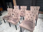 6 stuks eetkamerstoelen landelijk velours taupe, Huis en Inrichting, Stoelen, Ophalen, Overige kleuren, Stof, Vijf, Zes of meer stoelen