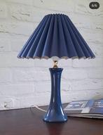 Koningsblauw Vintage Plissé Tafellampje, Ophalen of Verzenden, Minder dan 100 cm