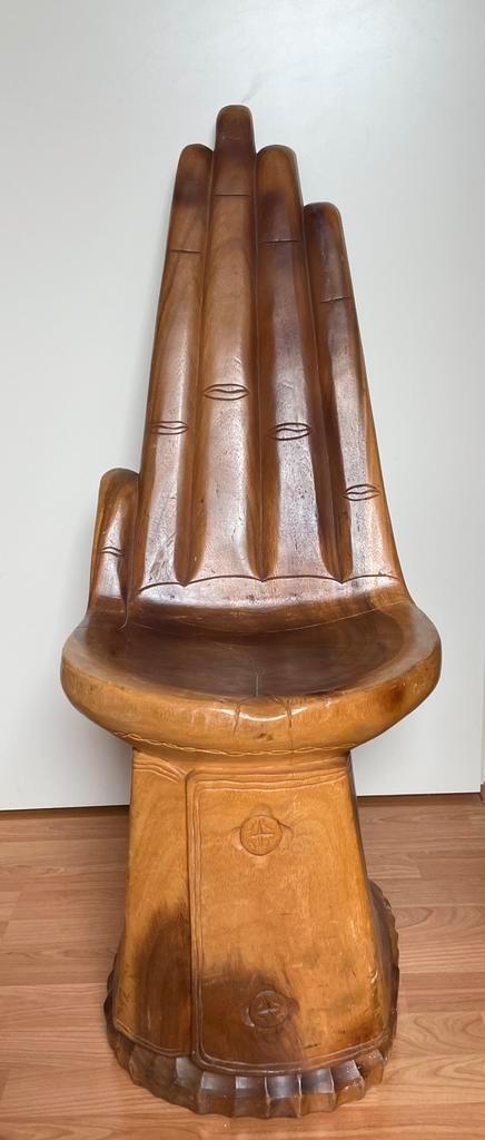 Meditatiestoel Buddha - uniek object, Huis en Inrichting, Stoelen, Gebruikt, Eén, Hout, Bruin, Ophalen