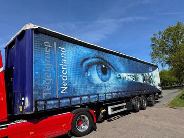 Van Hool 3-ass schuifzeilen oplegger met laadklep Stuuras beschikbaar voor biedingen