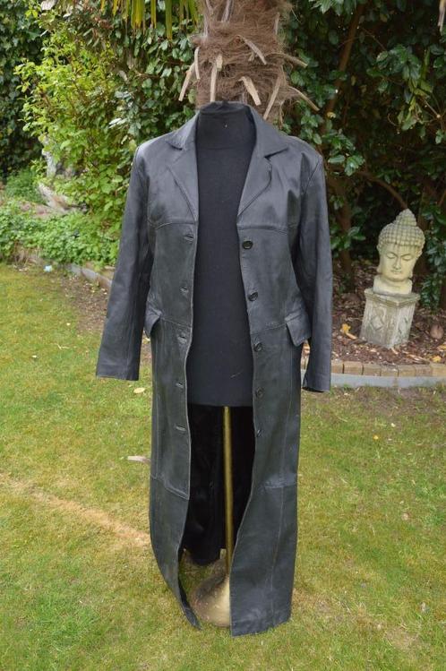 Vintage zwart leren lange gothic jas Het leer is zeer soepel, Kleding | Heren, Jassen | Winter, Gedragen, Maat 48/50 (M), Zwart