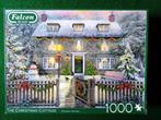 FALCON  KERST PUZZEL  CHRISTMAS COTTAGE  1000 STUKJES, Verzenden, 500 t/m 1500 stukjes, Gebruikt, Legpuzzel
