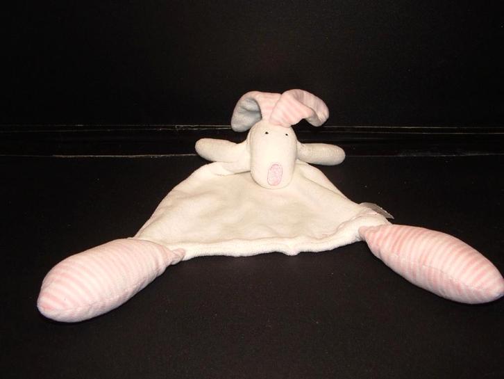 BAMBINO KONIJN KNUFFELDOEK DRIEHOEKIG VELOURS WIT, Kinderen en Baby's, Speelgoed | Knuffels en Pluche, Nieuw, Overige typen, Verzenden