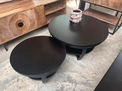 Magazijn leegverkoop set 2 ronde salontafels Paras zwart, Huis en Inrichting, Woonaccessoires | Overige, Nieuw, Ophalen of Verzenden