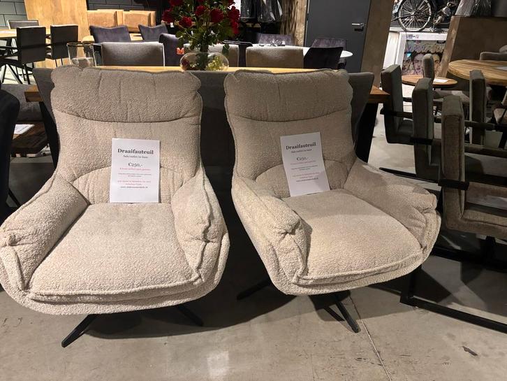 2 Crème Draaifauteuils - Outlet Modellen, Huis en Inrichting, Fauteuils, Gebruikt, Stof, 75 tot 100 cm, Ophalen of Verzenden