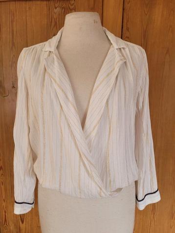 POM Amsterdam overslag blouse wit met goud mt 2 = S ZGAN beschikbaar voor biedingen