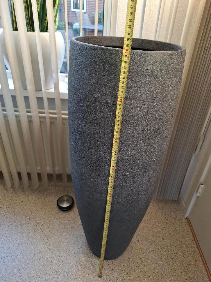 Hoge ronde Plantenbak, Bloempot, Tuin en Terras, Bloembakken en Plantenbakken, Zo goed als nieuw, Kunststof, 60 cm of meer, Rond