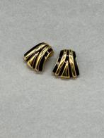 Vintage art deco oorbellen zwart goud glazuur enamel, Ophalen of Verzenden, Zo goed als nieuw, Goud, Overige materialen