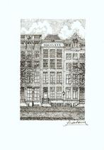 J. van Asseldonk # grachtenpand Breda met datum op pand ea, Antiek en Kunst, Kunst | Litho's en Zeefdrukken, Ophalen of Verzenden