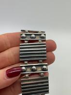 A778 Prachtige zilveren brutalist armband, Sieraden, Tassen en Uiterlijk, Antieke sieraden, Ophalen of Verzenden, Zilver, Armband