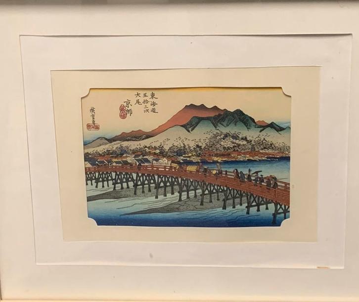 Originele Japanse houtblok print Hiroshige Ando, Antiek en Kunst, Kunst | Niet-Westerse kunst, Ophalen of Verzenden