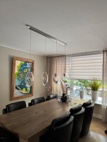Hanglamp met rvs en 4 mooie glazen bollen beschikbaar voor biedingen