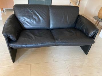 Leolux Bora Bora 2-zits bank - zwart leer (2) beschikbaar voor biedingen
