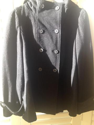 Zara jas met knopenrevers en capuchon, wol, zwart - NNG beschikbaar voor biedingen