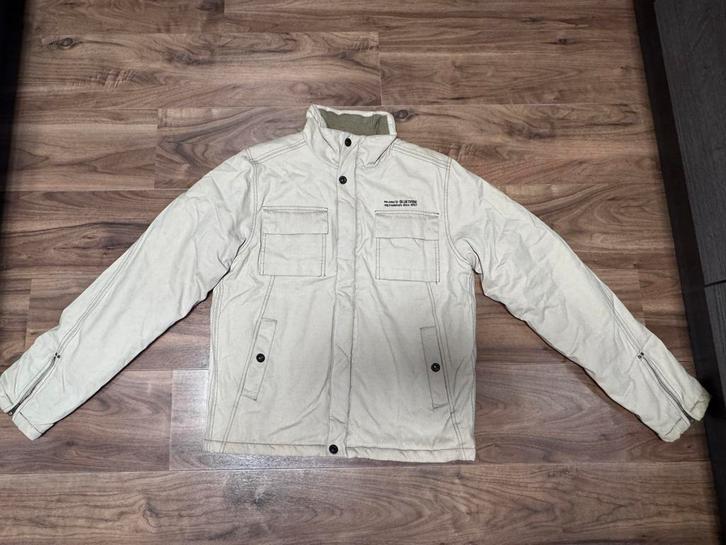 100% cotton Canvasstof Beige heren jas, Kleding | Heren, Jassen | Winter, Zo goed als nieuw, Maat 48/50 (M), Beige, Ophalen