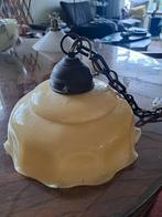 Art Deco Plafondlamp - Mat Glas & Messing, Ophalen of Verzenden