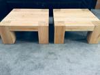 2 robust eiken salontafels, 75x75x35cm, IGS, Ophalen, Gebruikt, 50 tot 100 cm, 50 tot 100 cm