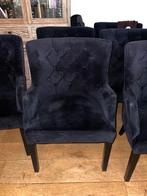 6 zwarte landelijke gecapitonneerde eetkamerstoelen, Huis en Inrichting, Stoelen, Ophalen, Gebruikt, Zwart, Stof