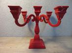 Vintage rode 5 armige kandelaar, Huis en Inrichting, Woonaccessoires | Kandelaars en Kaarsen, Gebruikt, Ophalen of Verzenden, Metaal