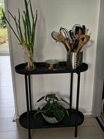Kleine sidetable/ plantentafel, zwart metaal, Huis en Inrichting, Tafels | Sidetables, 50 tot 100 cm, Rond, Ophalen of Verzenden