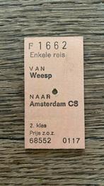 Oud treinkaartje, Weesp - Amsterdam CS, Verzamelen, Spoorwegen en Tramwegen, Overige typen, Gebruikt, Ophalen of Verzenden, Trein