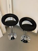 2x Verstelbare barkruk zwart, Huis en Inrichting, Barkrukken, Ophalen, 60 tot 90 cm, Zo goed als nieuw, Metaal