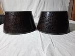 2 mooie lampenkappen, bruin met print, Gebruikt, Bruin, Rond, Ophalen of Verzenden