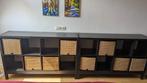 2 IKEA KALLAX kast + 8 GNABBAS manden – Zwartbruin (gemont, Ophalen, Overige materialen, Met klep(pen), 150 tot 200 cm