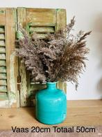 Vaas/fles met pluimen compleet, Huis en Inrichting, Ophalen, Zo goed als nieuw, Overige kleuren, 50 tot 75 cm
